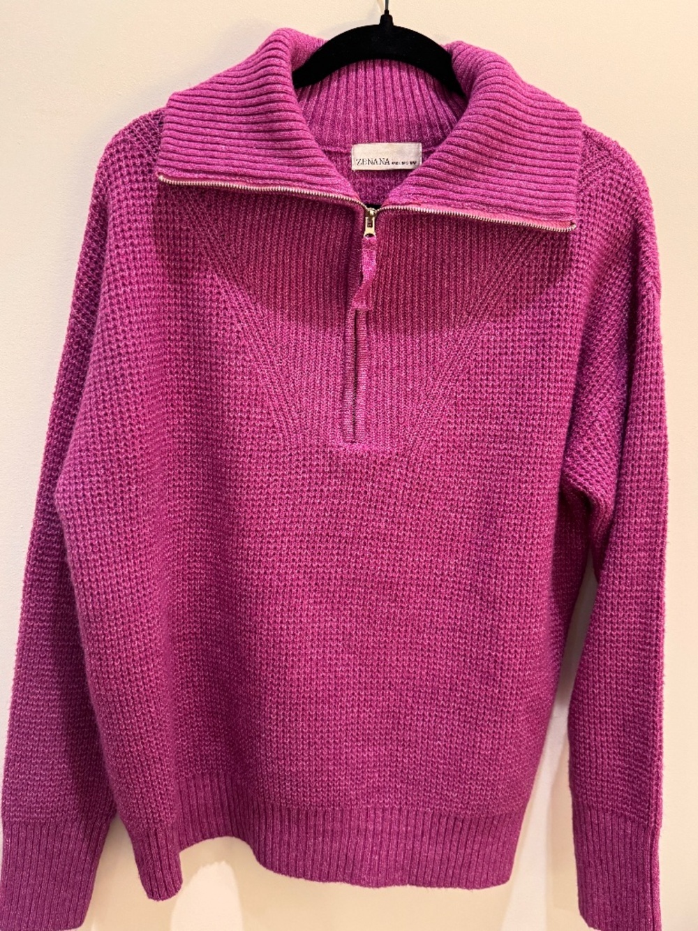 Zenana large purple half-zip sweater